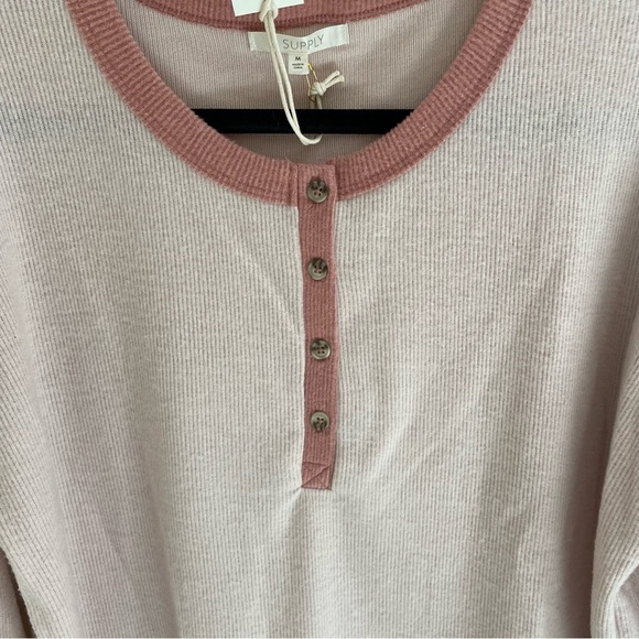 Z Supply Dream Lover Ribbed 3/4 Button Down Top, Size M - Picture 6 of 10